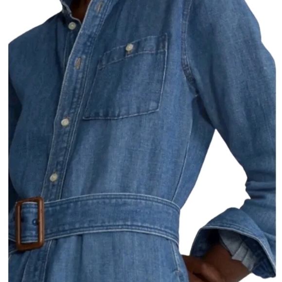 Polo Ralph Lauren Womens Denim JEAN DRESS Western A Line Shirt Dress - Picture 4 of 9